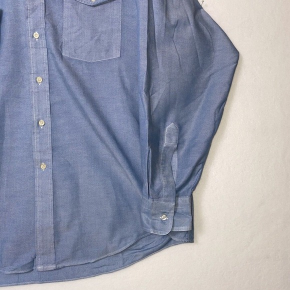 Vintage American LL Bean Men 17-35 Single Needle Tailoring Blue Button Down - Picture 4 of 14